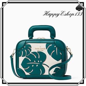 ♠️🍃 kate spade Monstera Leaves Traveler Trunk Crossbody Bag, Cream Multi